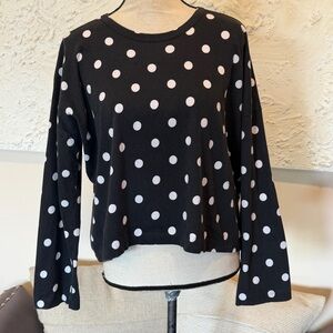 Comme Des Garcons Long Sleeve Polka Dot T-shirt Black White Cotton Japan Sz L